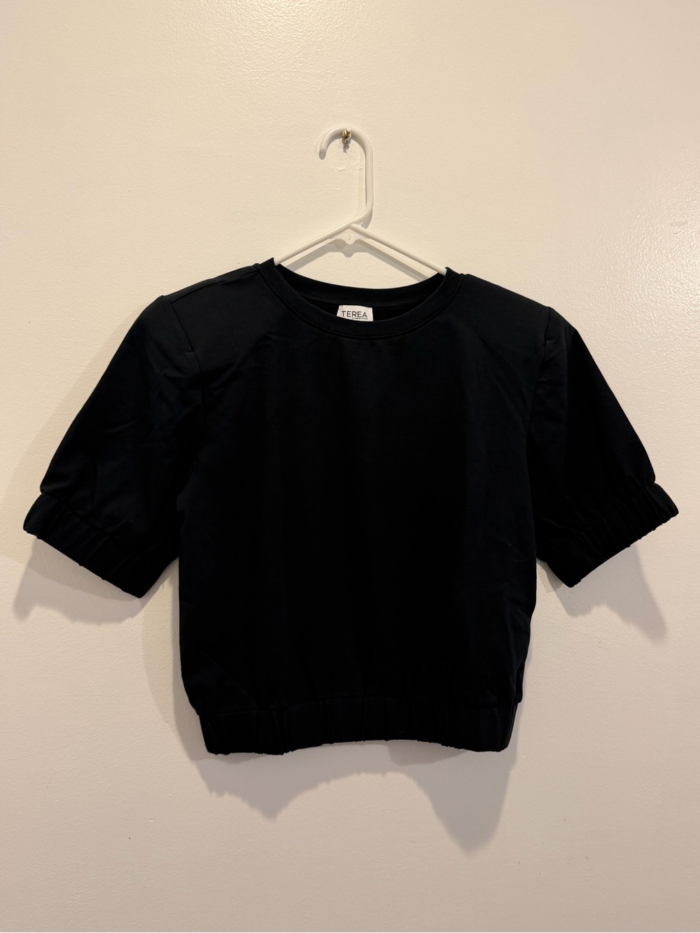 NWT Terea Black Short Sleeve Crop shirt with shoulder pads